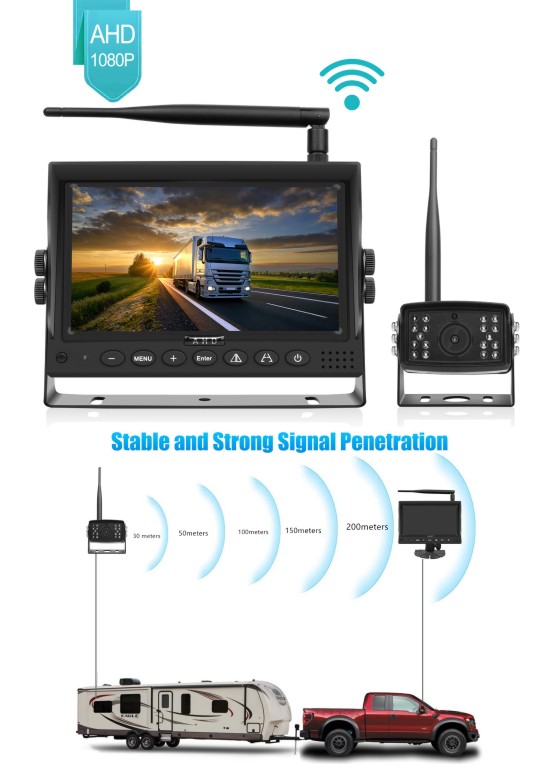 7inch &9inch high definition AHD digital wireless system with one or two cameras